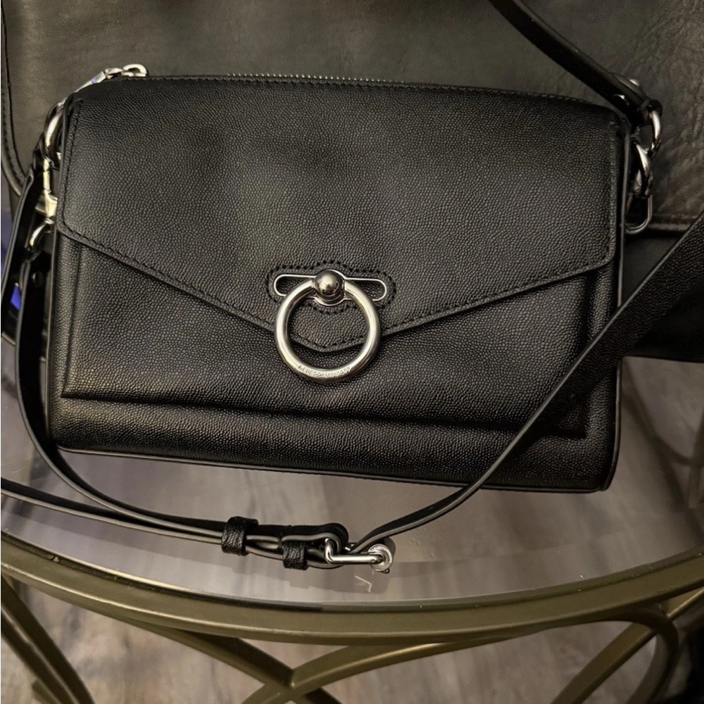 Rebecca Minkoff Black Pebbled Leather Jean Mac Crossbody bag NWOT